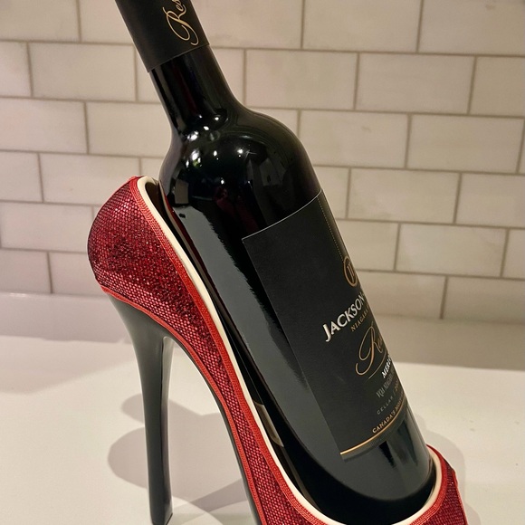 Red Glitter Wine Bottle Holder - Picture 2 of 6
